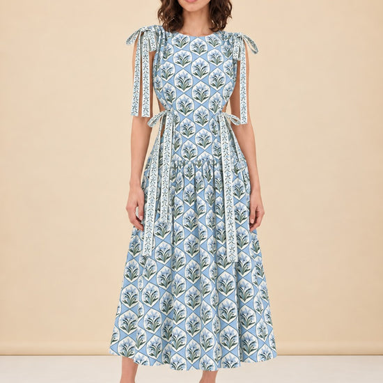 Guaguanco Chan Chan Celeste Midi Dress - Blue model_front