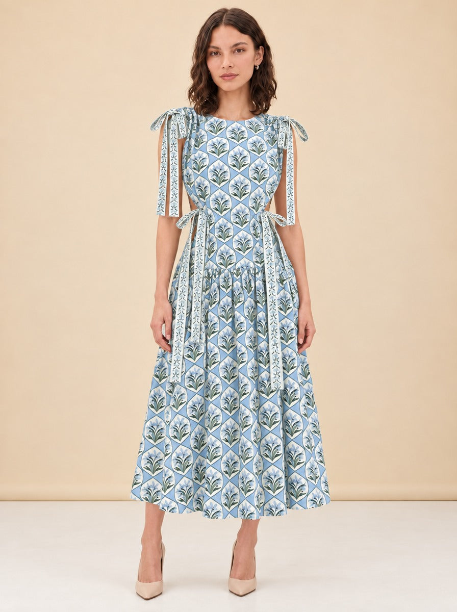 Guaguanco Chan Chan Celeste Midi Dress - Blue model_front
