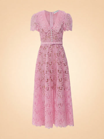 Guipure Lace Belted Midi Dress ghost_front