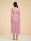 Guipure Lace Belted Midi Dress model_back