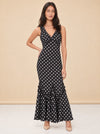 Hedia Polka Dot Ruffle Godet Maxi Dress — model front 2