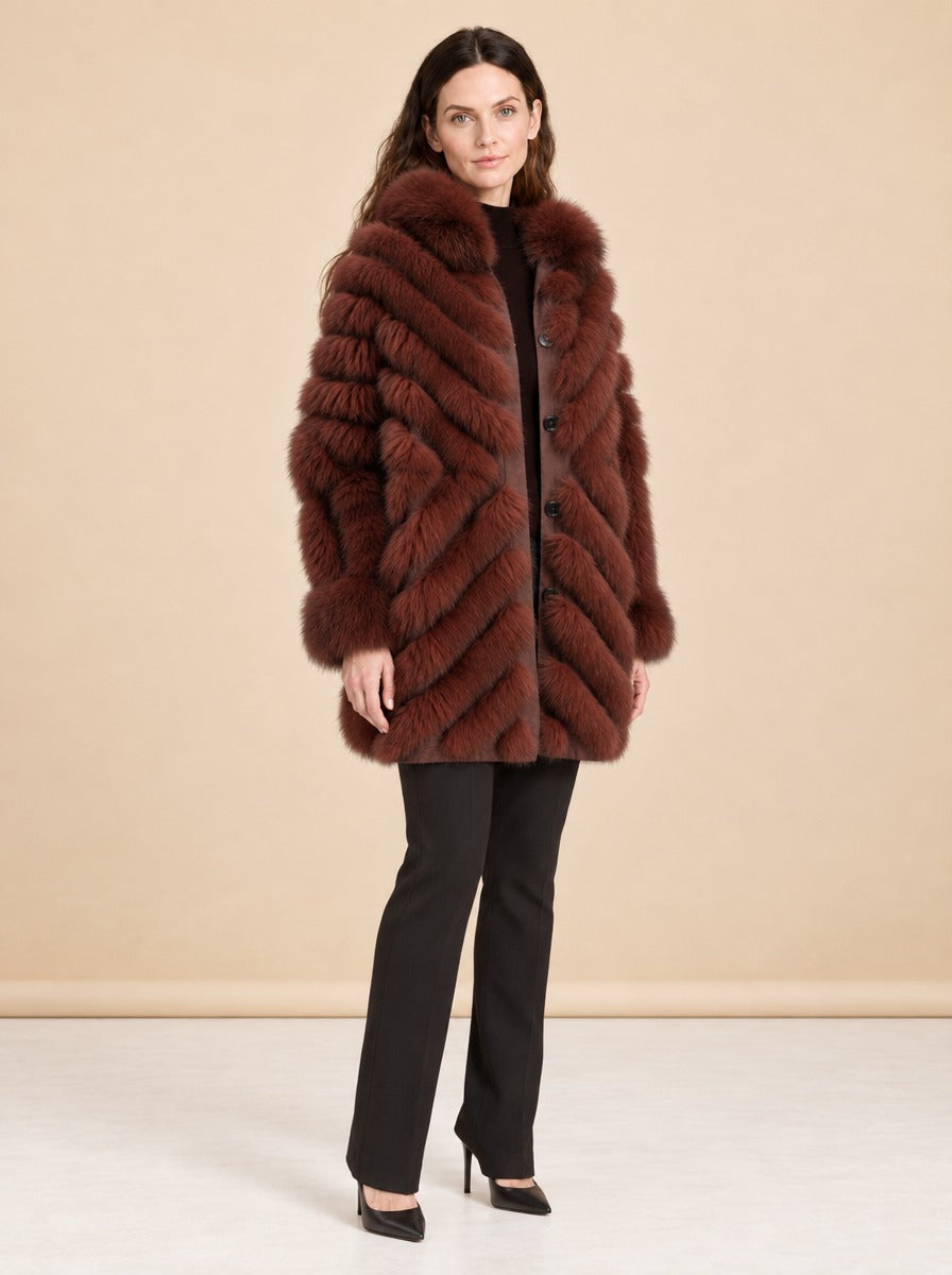 Hooded Reversible Jacket Rust model_front_2