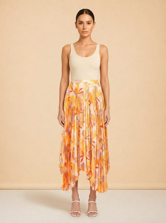 Hooper Pleated Asymmetrical Skirt