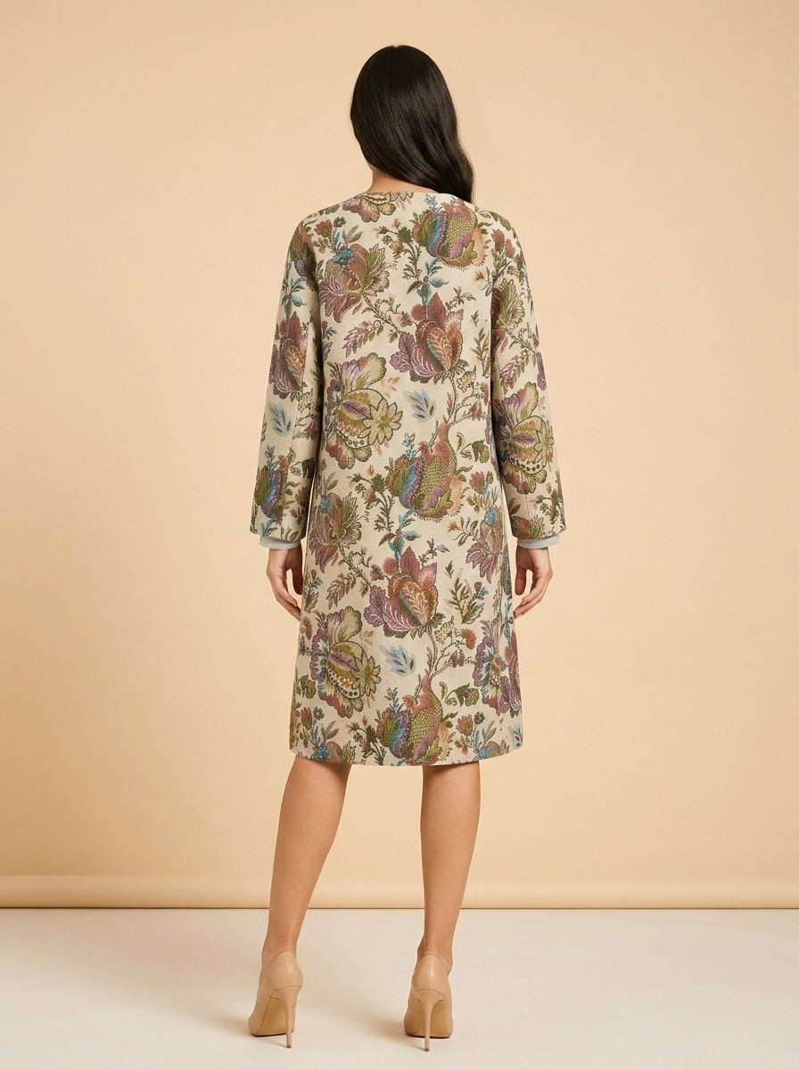 JANEAN MIDI JACKET - RAINBOW FLORAL JACQUARD model_back