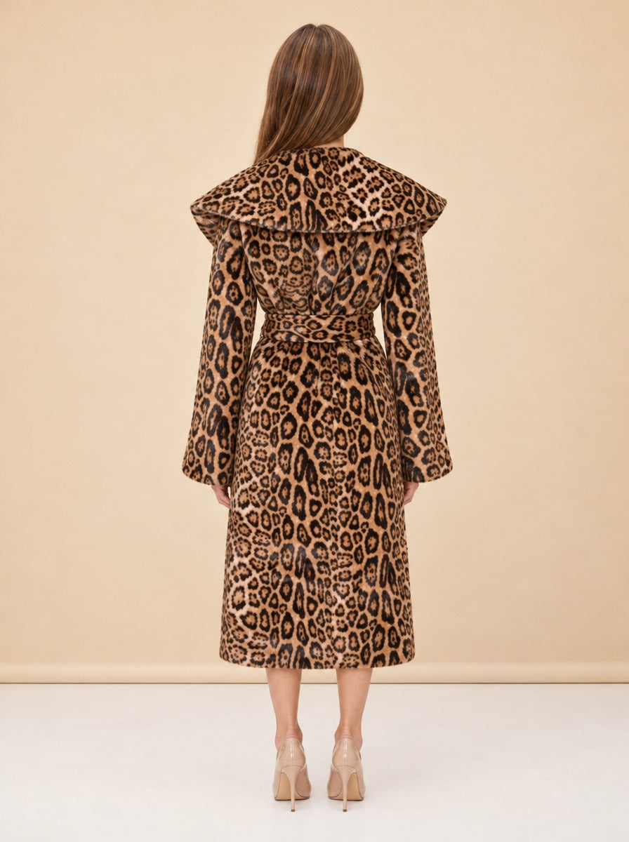 Jones Leopard Wrap Coat model_back