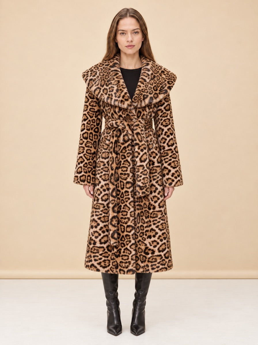 Jones Leopard Wrap Coat model_front