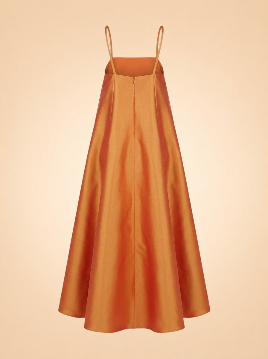 Josephine Draped Taffeta Gown in Marigold — Palmier
