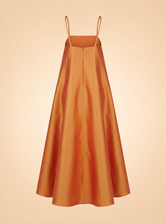 Josephine Draped Taffeta Gown in Marigold — Palmier