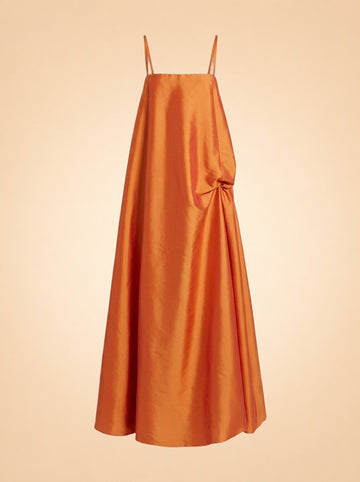 Josephine Draped Taffeta Gown in Marigold ghost_front