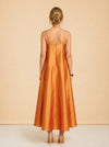 Josephine Draped Taffeta Gown in Marigold — Palmier