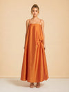 Josephine Draped Taffeta Gown in Marigold — Palmier