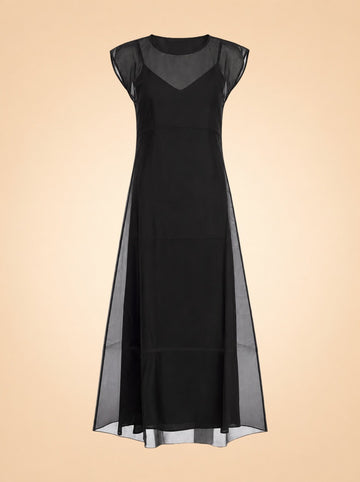 Grace Silk Organza Tea-Length Dress — ghost front