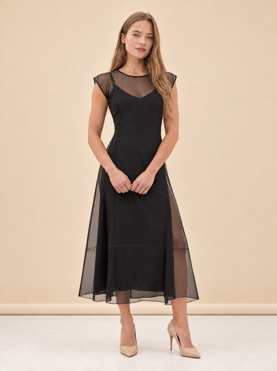 Grace Silk Organza Tea-Length Dress — model front 2