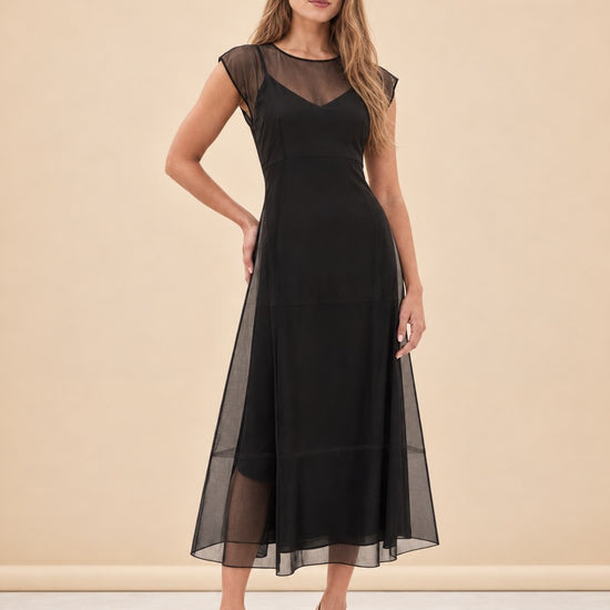 Grace Silk Organza Tea-Length Dress — model front 3
