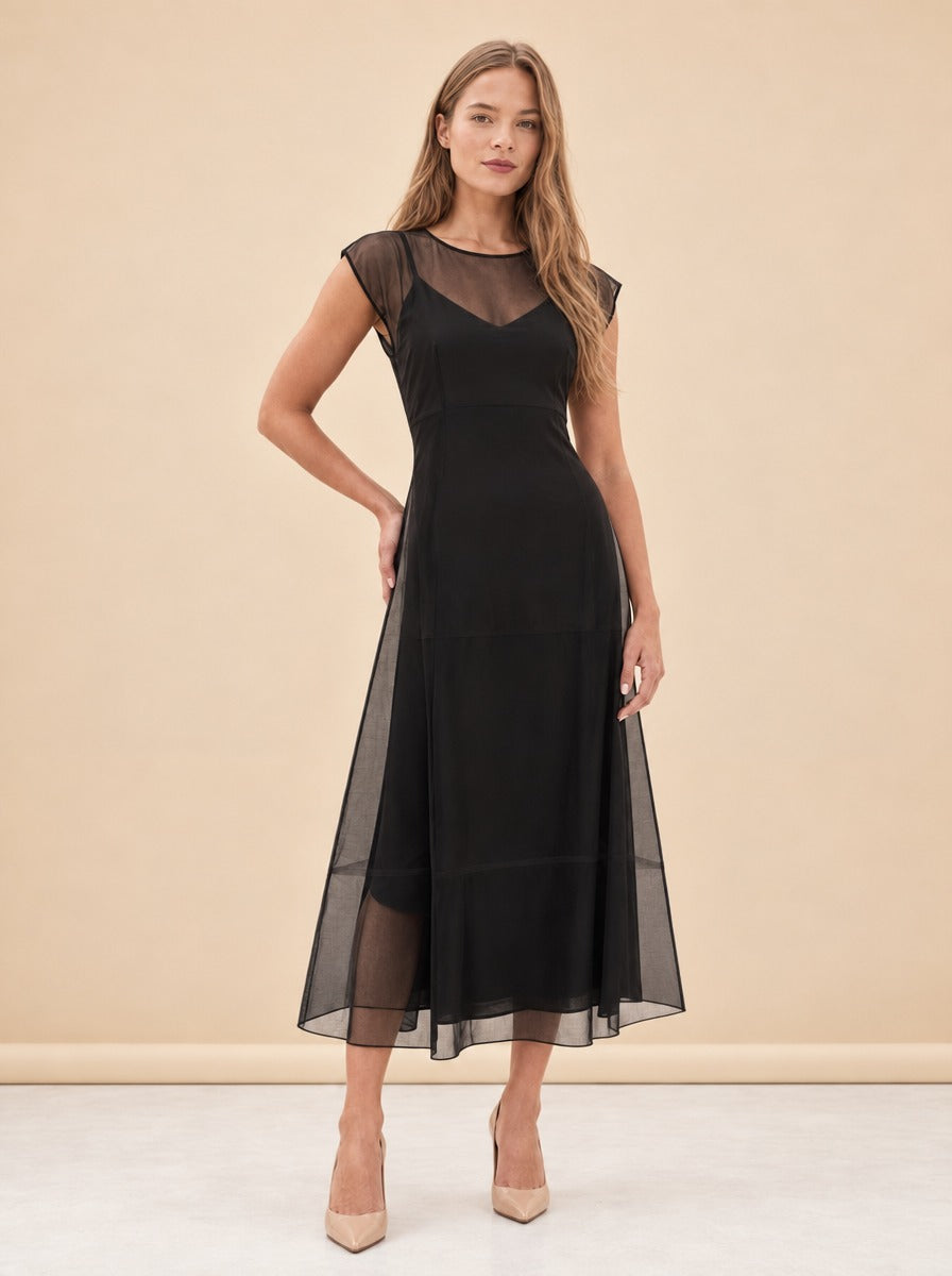 Grace Silk Organza Tea-Length Dress — model front 3