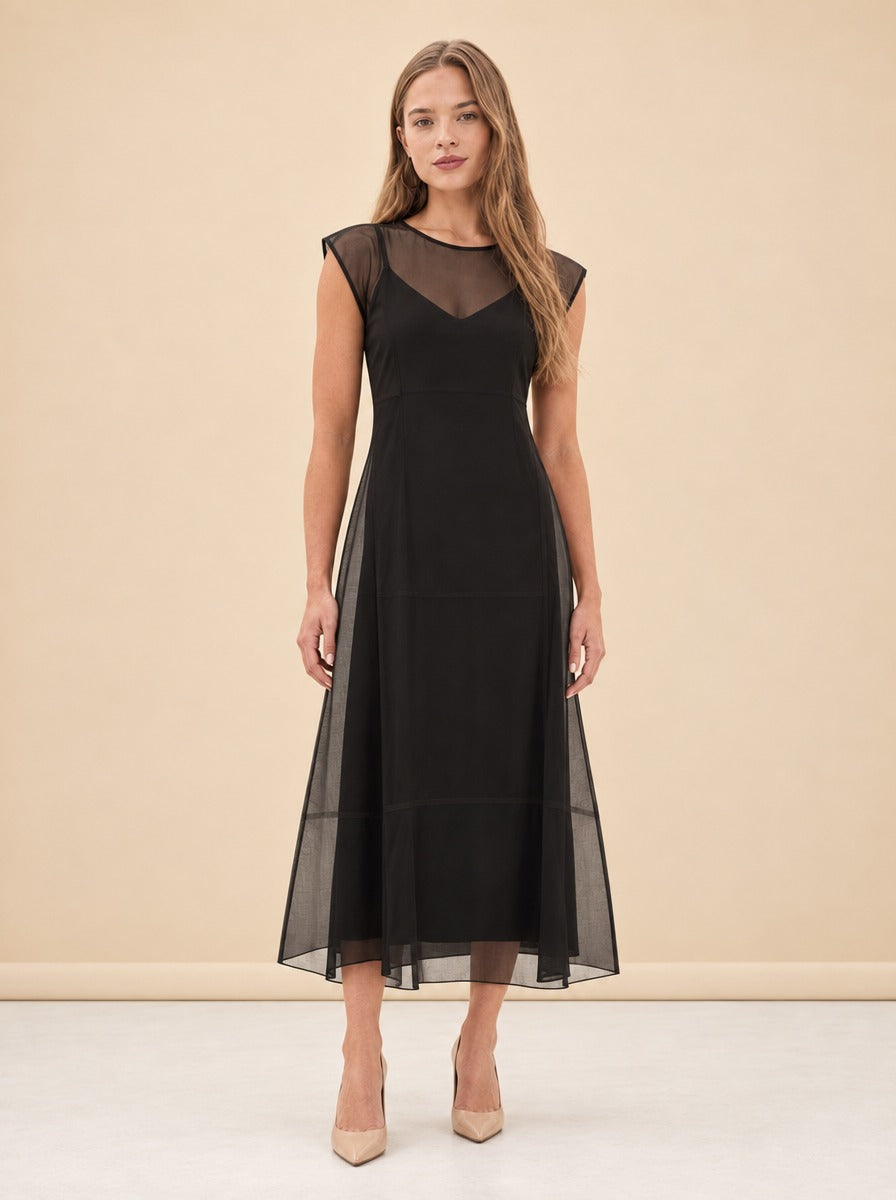 Grace Silk Organza Tea-Length Dress — model front