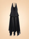Kimberly Satin Organza Handkerchief Dress — ghost back