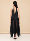 Kimberly Satin Organza Handkerchief Dress — model back