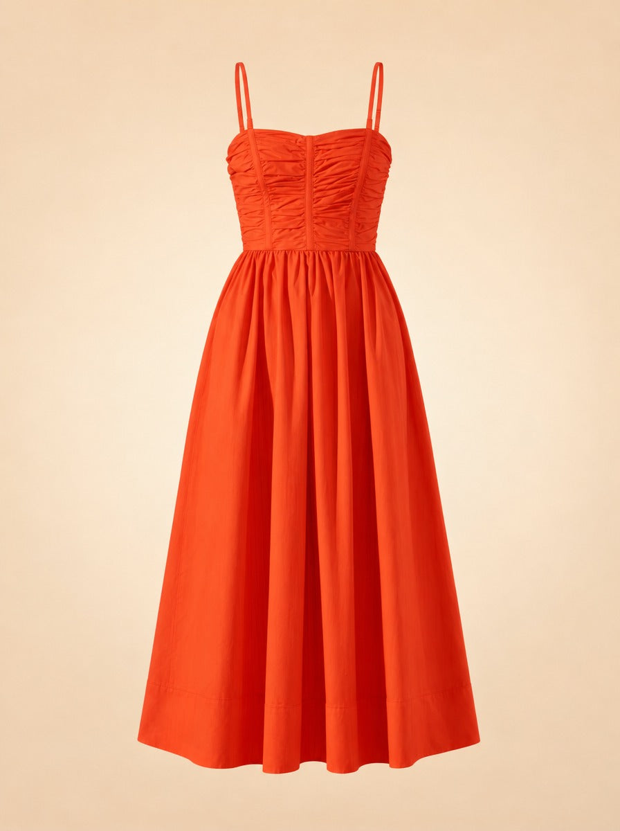 Shona Joy Kohala Ruched Panel Midi Dress in Hibiscus Size 8 ghost_front