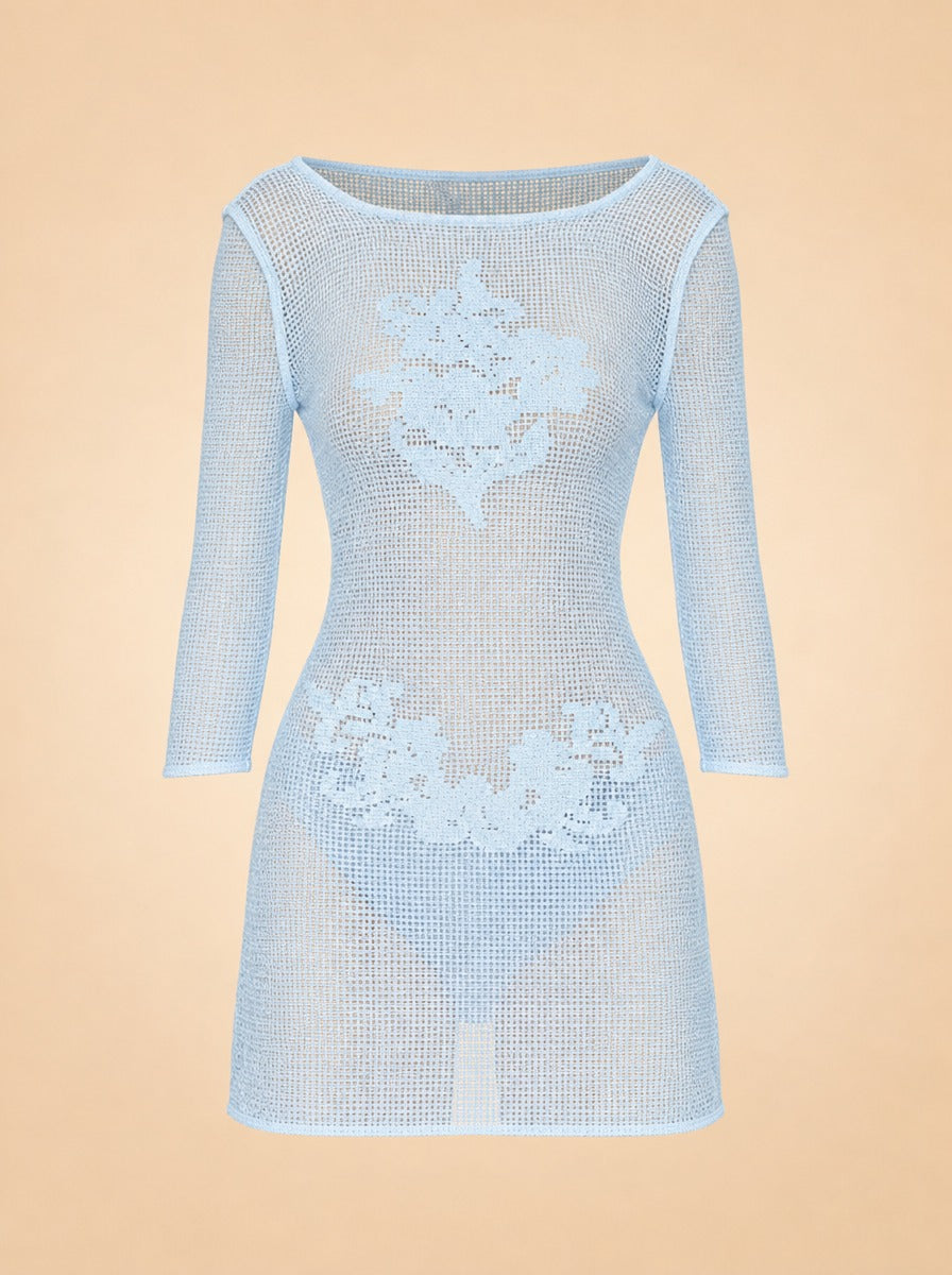 La Jardin Crochet Mini Dress ghost_front