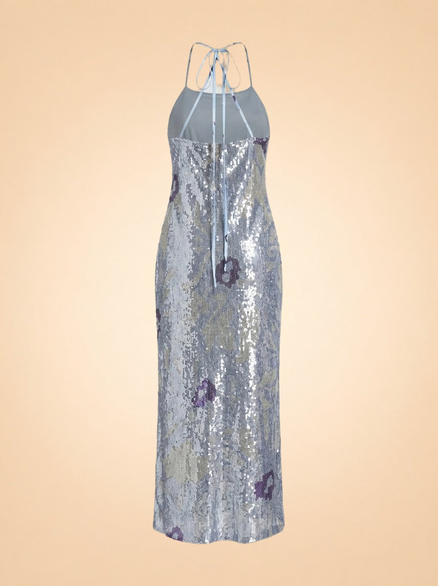 Jacquemus La Robe Le Coup de Soleil (blue/silver sequin) — back