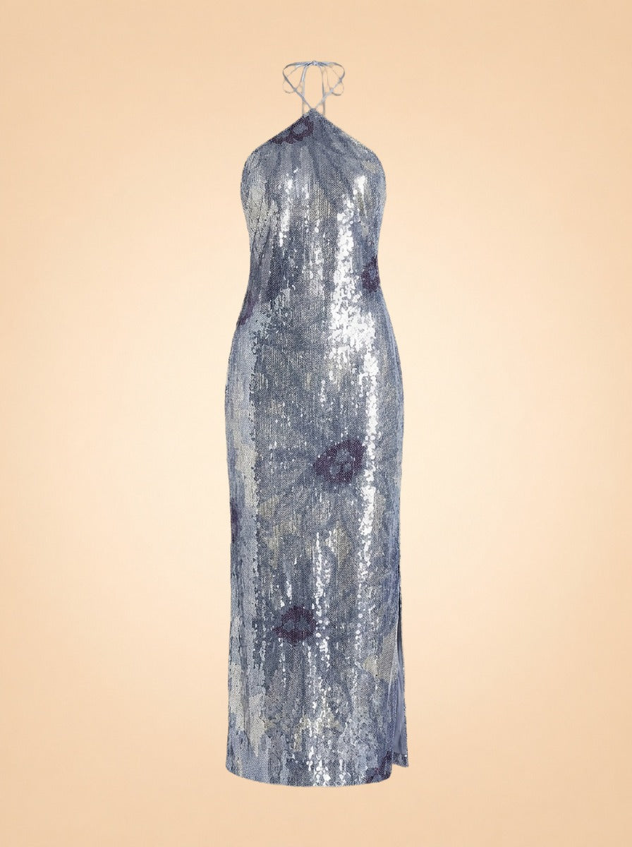 Jacquemus La Robe Le Coup de Soleil (blue/silver sequin) — front
