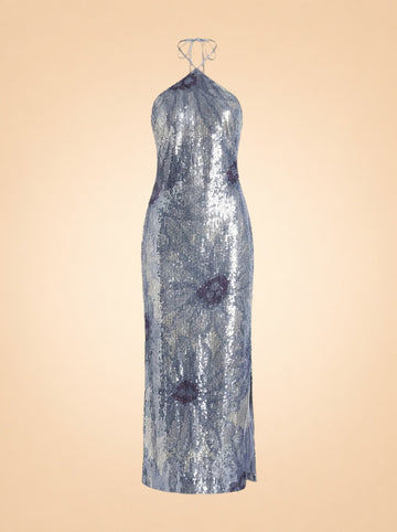 Jacquemus La Robe Le Coup de Soleil (blue/silver sequin) — front