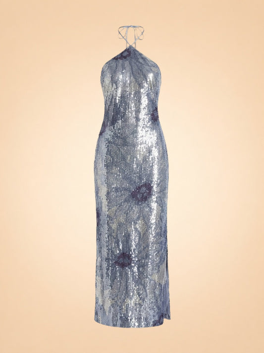 Jacquemus La Robe Le Coup de Soleil (blue/silver sequin) — front