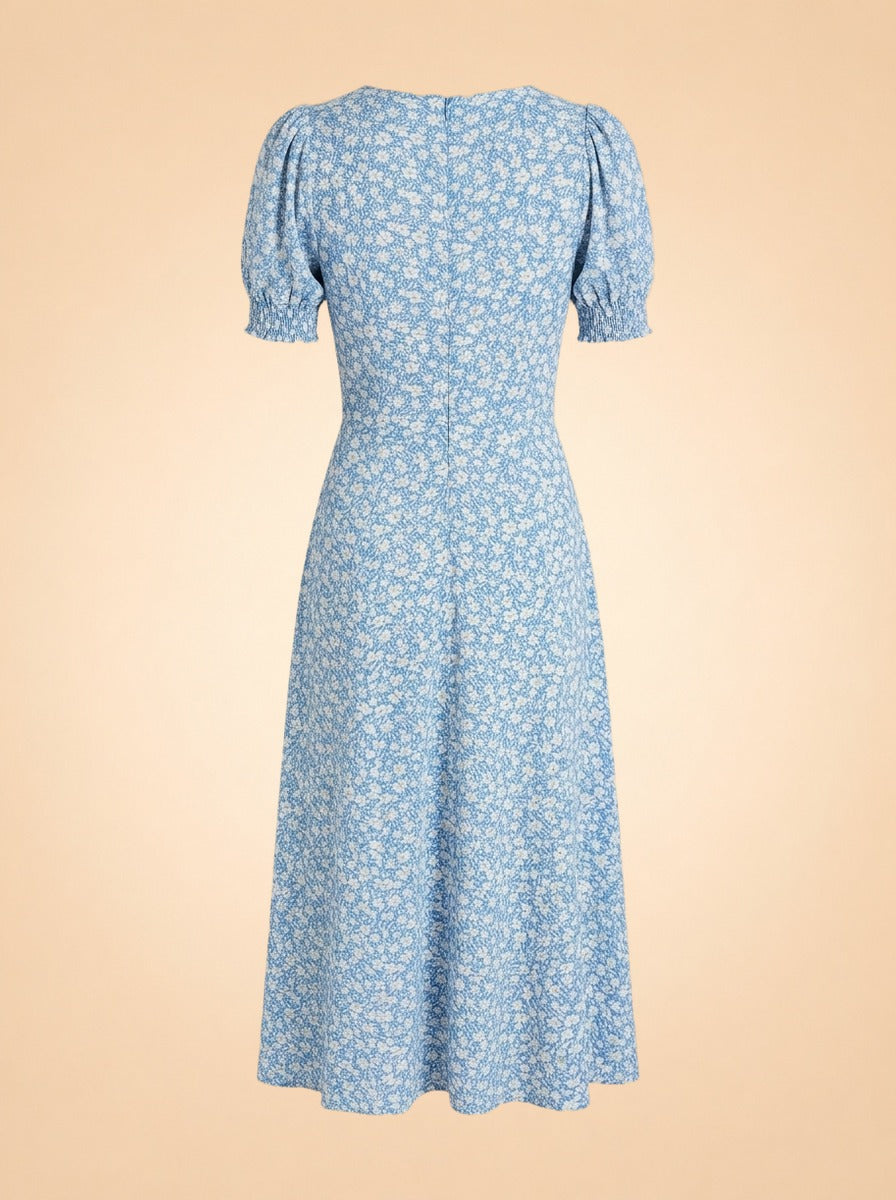 Lacey Floral Print Woven Midi Dress ghost_back