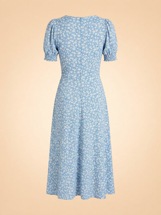Lacey Floral Print Woven Midi Dress ghost_back