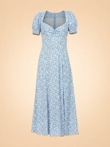 Lacey Floral Print Woven Midi Dress ghost_front