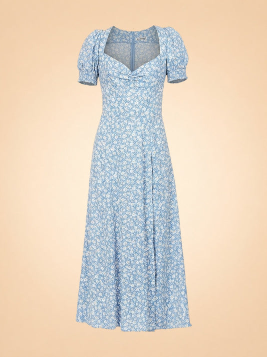 Lacey Floral Print Woven Midi Dress ghost_front