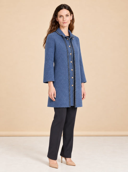 Lady Topcoat With Textured Trim model_front_2