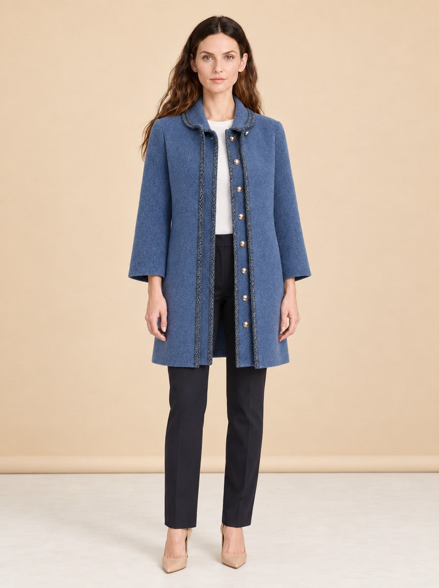 Lady Topcoat With Textured Trim model_front