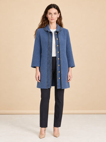 Lady Topcoat With Textured Trim model_front