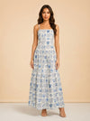 Lima Tiered Printed Linen Maxi Dress — Agua by Agua Bendita