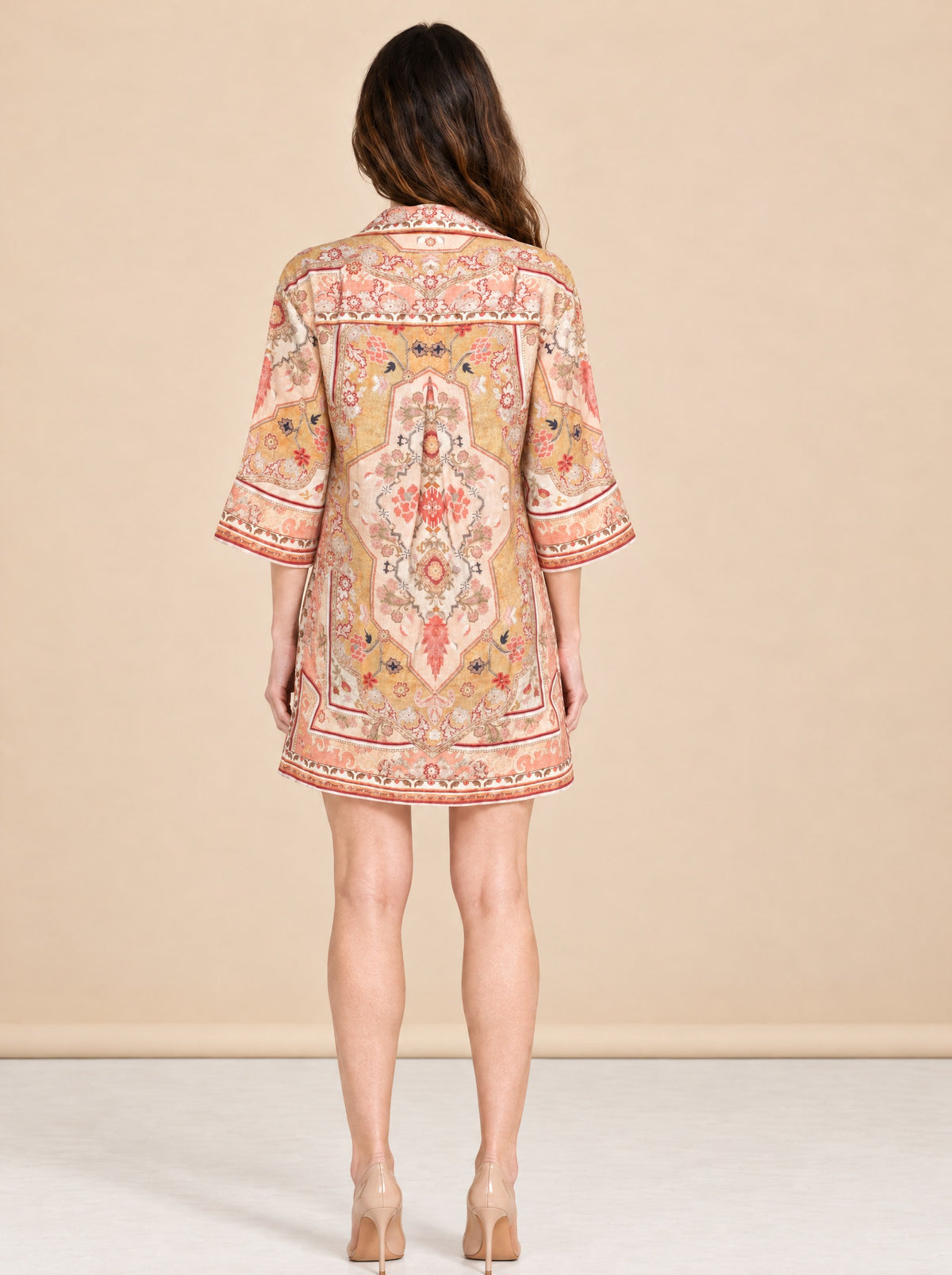 Linen Mini Dress w/ Tags model_back