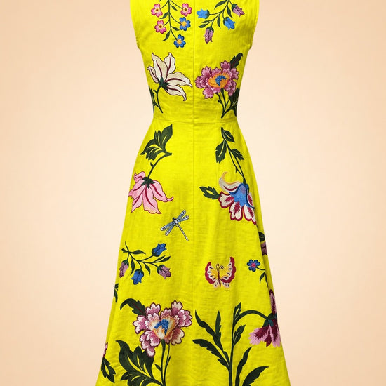 Gloriosa Embroidered Floral Midi Dress — ghost back
