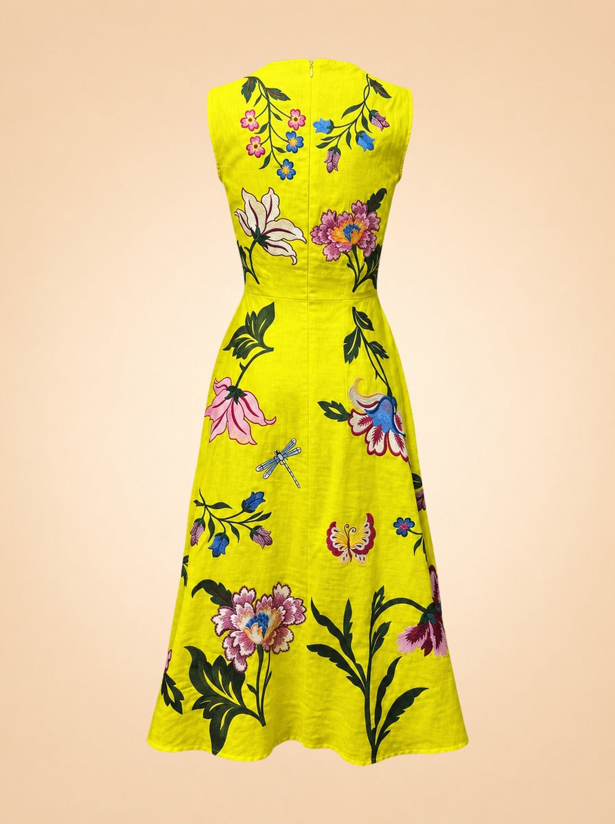 Gloriosa Embroidered Floral Midi Dress — ghost back