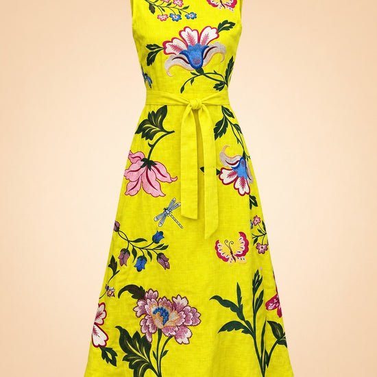Gloriosa Embroidered Floral Midi Dress — ghost front