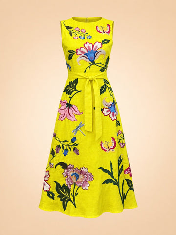 Gloriosa Embroidered Floral Midi Dress — ghost front
