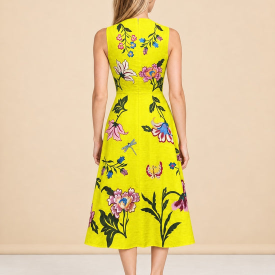 Gloriosa Embroidered Floral Midi Dress — model back