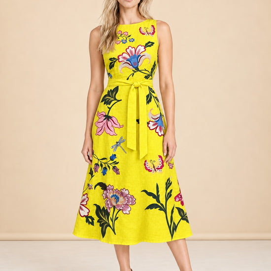 Gloriosa Embroidered Floral Midi Dress — model front 3