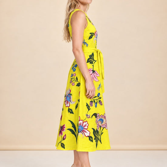 Gloriosa Embroidered Floral Midi Dress — model side