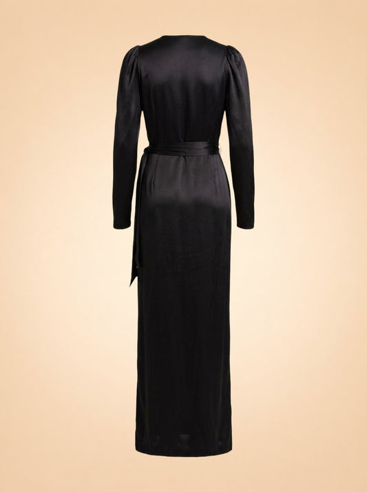 Long Silk Black Dress ghost_back