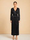 ROTATE Long Silk Black Dress model front