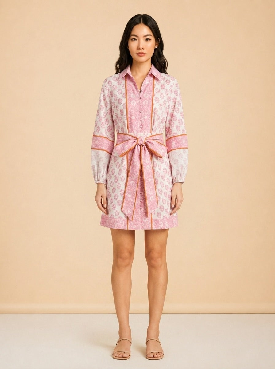 Long Sleeve Mini Dress (with belt) model_front