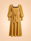 BNWT Johanna Ortiz Lotus &amp; Beetle Mustard Midi Dress with Sash ghost_front