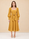BNWT Johanna Ortiz Lotus &amp; Beetle Mustard Midi Dress with Sash model_front
