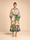 Lou Benesch Seeker Belted Printed Ramie Shirt Dress model_front
